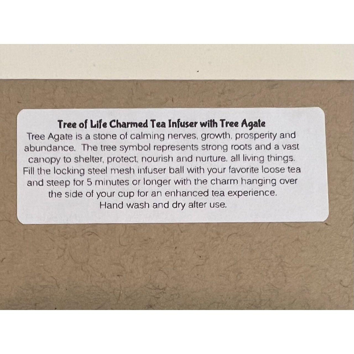 Tree of Life Charmed Tea Infuser with Tree Agate – Silver Tree Charm with Natural Tree Agate Beads by Kinley Jewelry