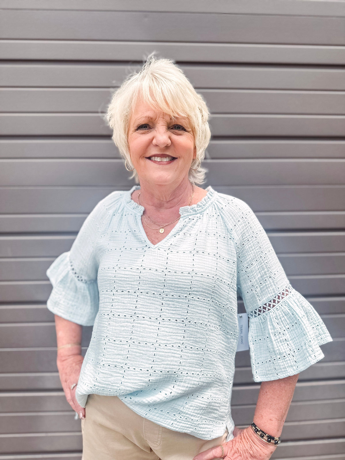 Tribal Shirts &amp; Tops Tribal Cotton Eyelet Gauze Blouse