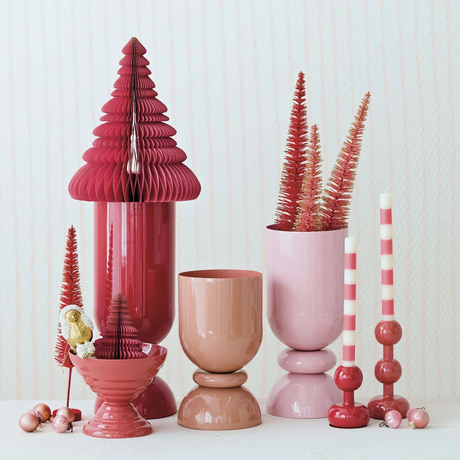 Enameled Metal Footed Vase