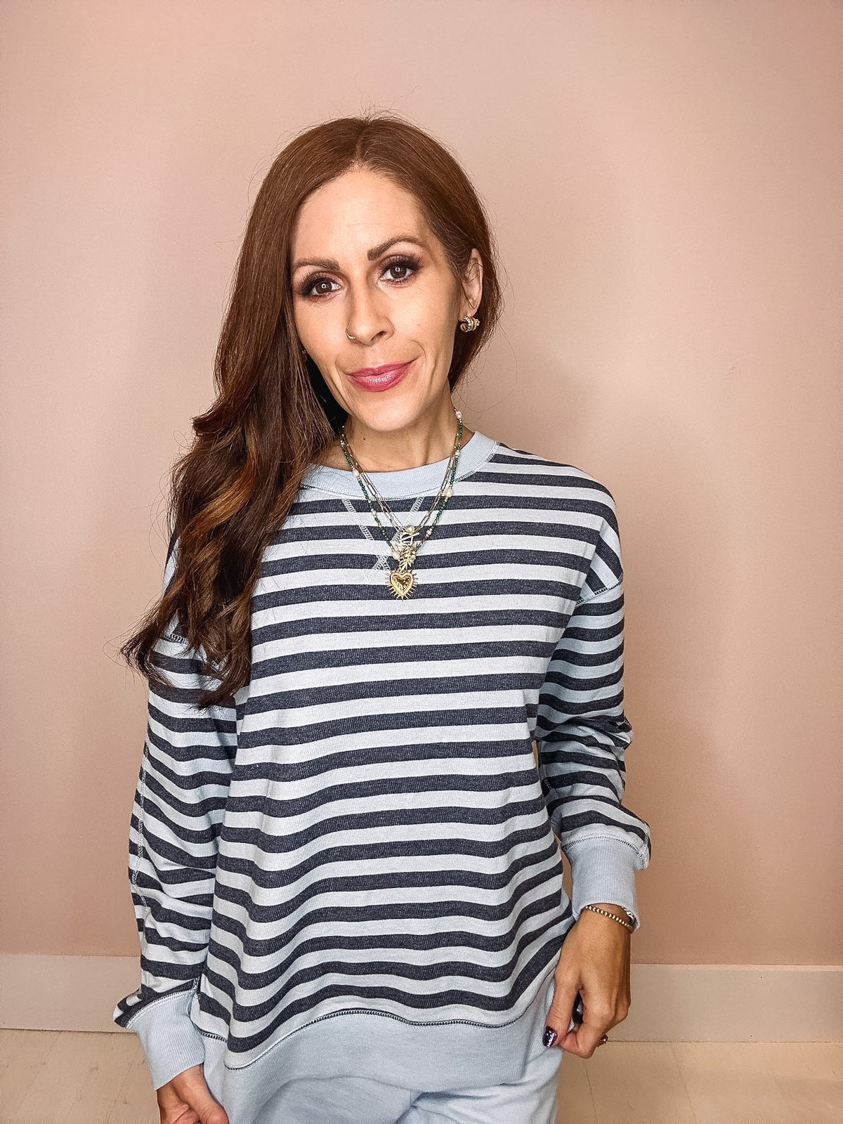 Z Supply sweatshirt Z Supply Everyday Striped Crew Pullover-- Eclipse