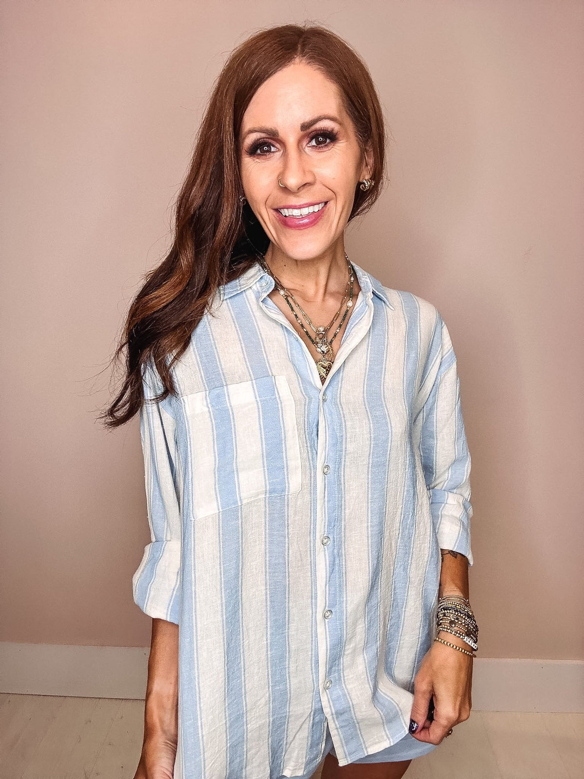 Z Supply Shirts & Tops Z Supply Perfect Striped Button Up Shirt-- Skyline