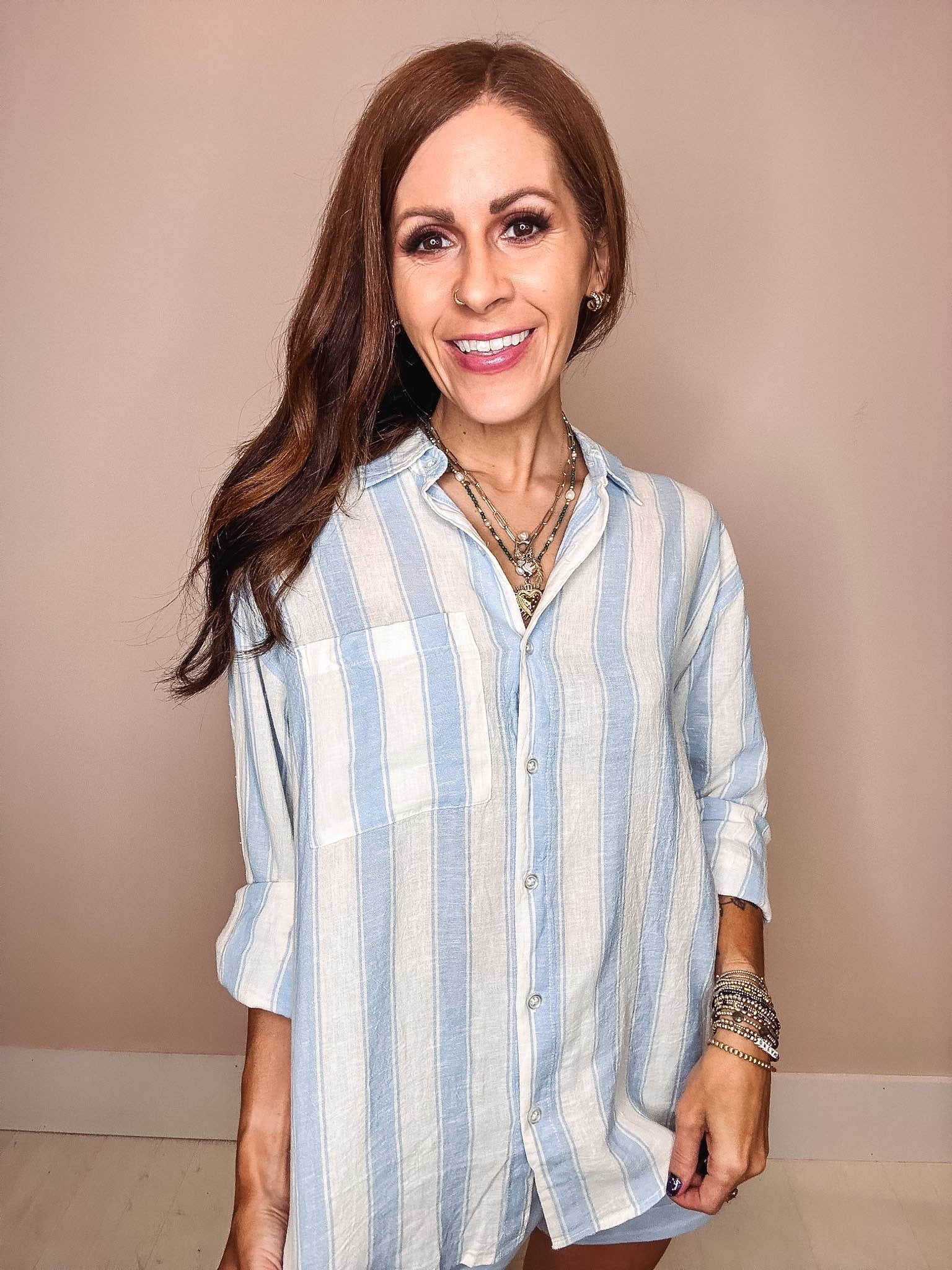Z Supply Shirts & Tops Z Supply Perfect Striped Button Up Shirt-- Skyline