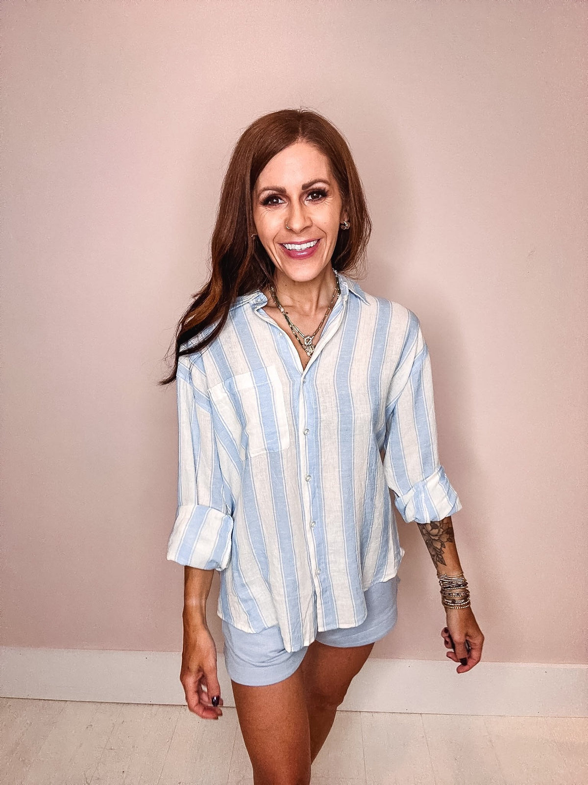 Z Supply Shirts &amp; Tops Z Supply Perfect Striped Button Up Shirt-- Skyline