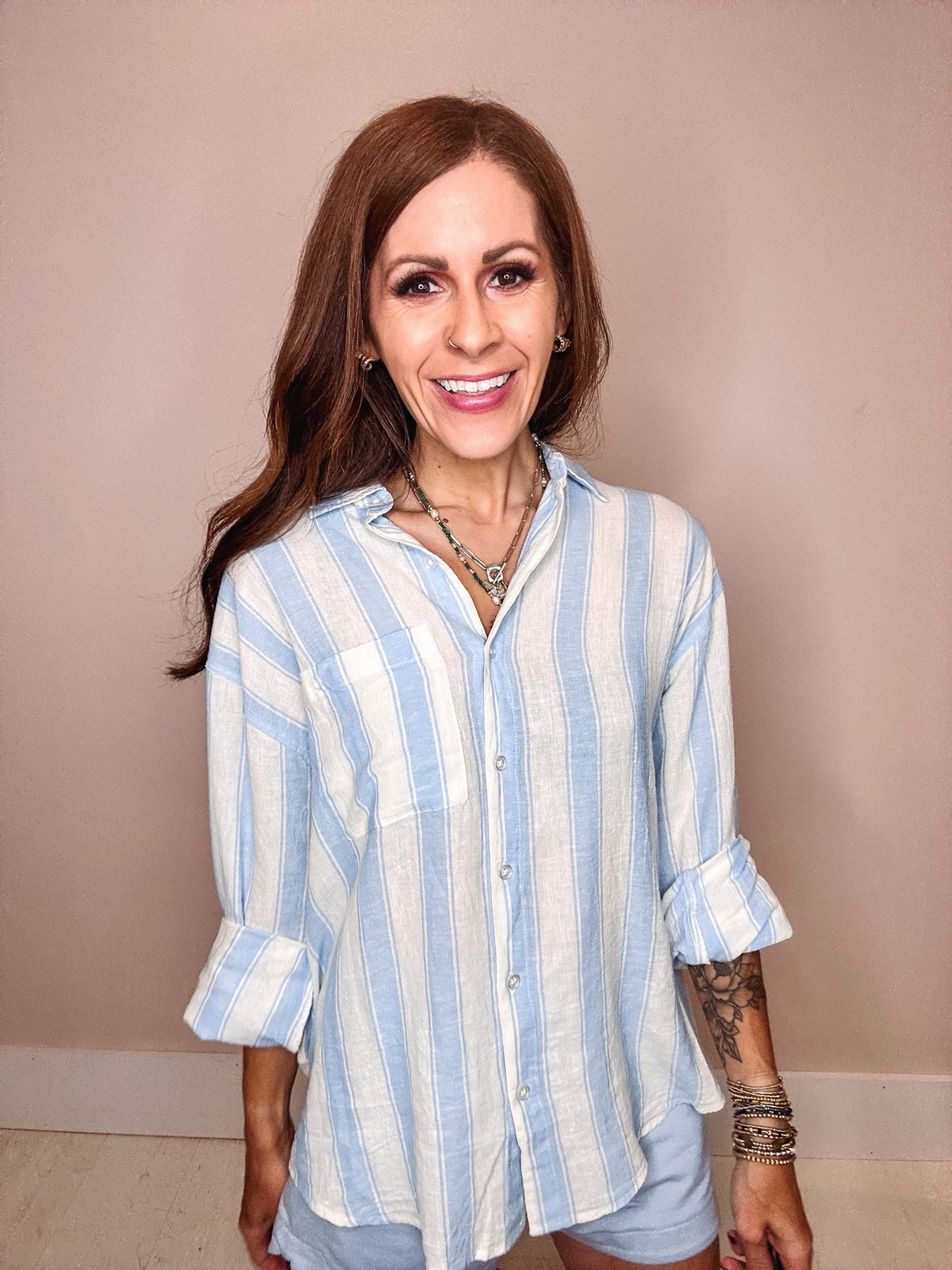 Z Supply Shirts & Tops Z Supply Perfect Striped Button Up Shirt-- Skyline
